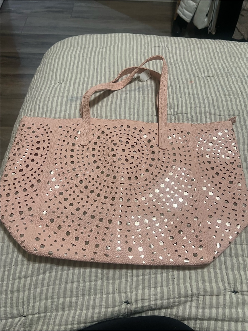 Pink Laser-Cut Tote Bag - Stylish Everyday Carry